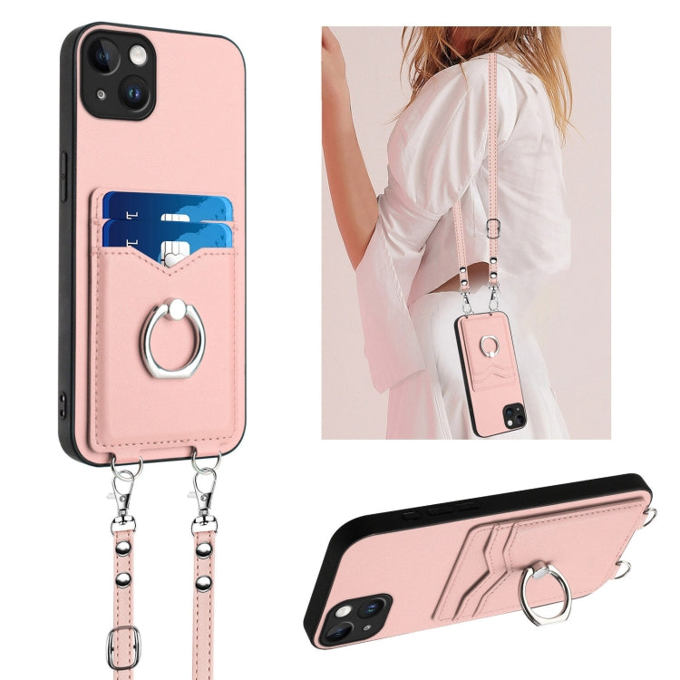 Étui de téléphone avec porte-cartes à anneau et cordon bandoulière R20, pour iPhone 14 Plus, pour iPhone 14, pour iPhone 14 Pro, pour iPhone 14 Pro Max, pour iPhone SE 2022 / SE 2020 / 8, pour iPhone 13 Pro Max, pour iPhone 13 Pro, pour iPhone 13