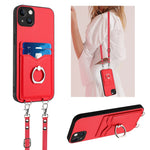 Étui de téléphone avec porte-cartes à anneau et cordon bandoulière R20, pour iPhone 14 Plus, pour iPhone 14, pour iPhone 14 Pro, pour iPhone 14 Pro Max, pour iPhone SE 2022 / SE 2020 / 8, pour iPhone 13 Pro Max, pour iPhone 13 Pro, pour iPhone 13