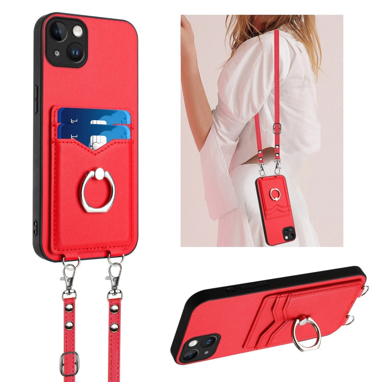 Étui de téléphone avec porte-cartes à anneau et cordon bandoulière R20, pour iPhone 14 Plus, pour iPhone 14, pour iPhone 14 Pro, pour iPhone 14 Pro Max, pour iPhone SE 2022 / SE 2020 / 8, pour iPhone 13 Pro Max, pour iPhone 13 Pro, pour iPhone 13