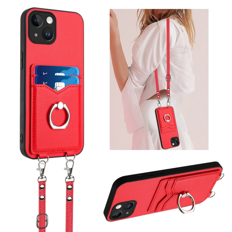 Étui de téléphone avec porte-cartes à anneau et cordon bandoulière R20, pour iPhone 14 Plus, pour iPhone 14, pour iPhone 14 Pro, pour iPhone 14 Pro Max, pour iPhone SE 2022 / SE 2020 / 8, pour iPhone 13 Pro Max, pour iPhone 13 Pro, pour iPhone 13