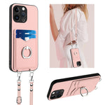 Étui de téléphone avec porte-cartes à anneau et cordon bandoulière R20, pour iPhone 14 Plus, pour iPhone 14, pour iPhone 14 Pro, pour iPhone 14 Pro Max, pour iPhone SE 2022 / SE 2020 / 8, pour iPhone 13 Pro Max, pour iPhone 13 Pro, pour iPhone 13