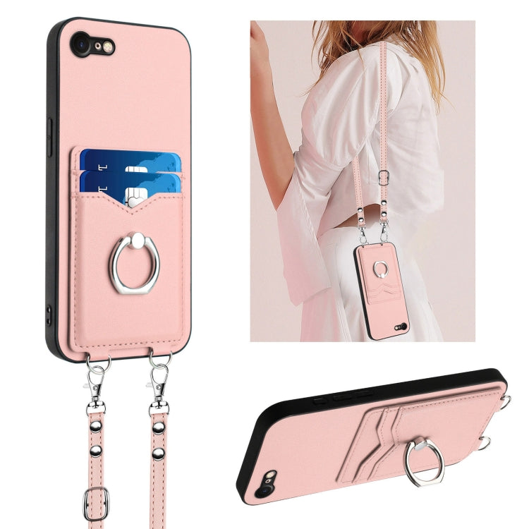 Étui de téléphone avec porte-cartes à anneau et cordon bandoulière R20, pour iPhone 14 Plus, pour iPhone 14, pour iPhone 14 Pro, pour iPhone 14 Pro Max, pour iPhone SE 2022 / SE 2020 / 8, pour iPhone 13 Pro Max, pour iPhone 13 Pro, pour iPhone 13