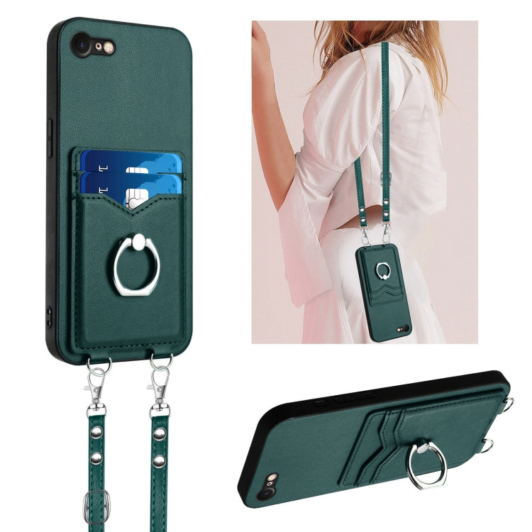 Étui de téléphone avec porte-cartes à anneau et cordon bandoulière R20, pour iPhone 14 Plus, pour iPhone 14, pour iPhone 14 Pro, pour iPhone 14 Pro Max, pour iPhone SE 2022 / SE 2020 / 8, pour iPhone 13 Pro Max, pour iPhone 13 Pro, pour iPhone 13