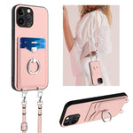 Étui de téléphone avec porte-cartes à anneau et cordon bandoulière R20, pour iPhone 14 Plus, pour iPhone 14, pour iPhone 14 Pro, pour iPhone 14 Pro Max, pour iPhone SE 2022 / SE 2020 / 8, pour iPhone 13 Pro Max, pour iPhone 13 Pro, pour iPhone 13