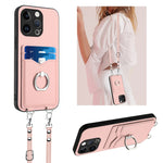 Étui de téléphone avec porte-cartes à anneau et cordon bandoulière R20, pour iPhone 14 Plus, pour iPhone 14, pour iPhone 14 Pro, pour iPhone 14 Pro Max, pour iPhone SE 2022 / SE 2020 / 8, pour iPhone 13 Pro Max, pour iPhone 13 Pro, pour iPhone 13