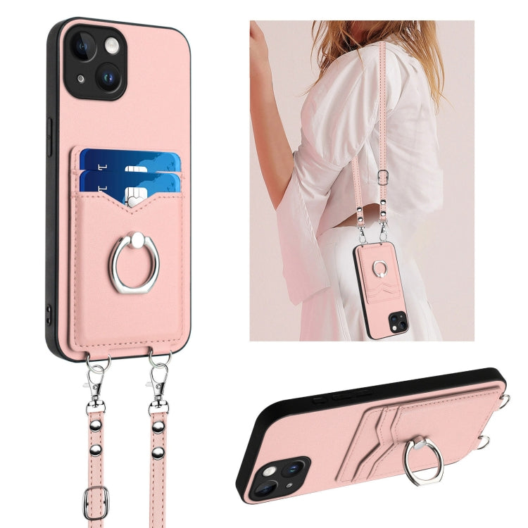 Étui de téléphone avec porte-cartes à anneau et cordon bandoulière R20, pour iPhone 14 Plus, pour iPhone 14, pour iPhone 14 Pro, pour iPhone 14 Pro Max, pour iPhone SE 2022 / SE 2020 / 8, pour iPhone 13 Pro Max, pour iPhone 13 Pro, pour iPhone 13