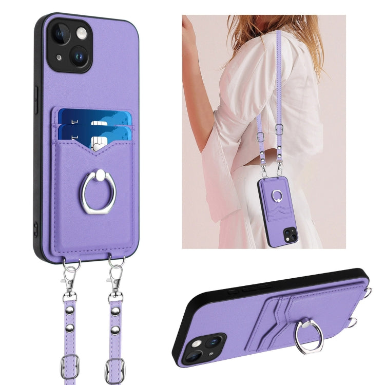 Étui de téléphone avec porte-cartes à anneau et cordon bandoulière R20, pour iPhone 14 Plus, pour iPhone 14, pour iPhone 14 Pro, pour iPhone 14 Pro Max, pour iPhone SE 2022 / SE 2020 / 8, pour iPhone 13 Pro Max, pour iPhone 13 Pro, pour iPhone 13