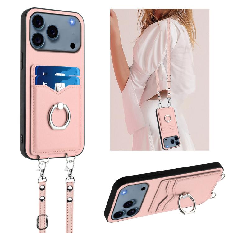Étui de téléphone R20 Crossbody avec anneau et porte-cartes, pour iPhone 17 Pro Max, pour iPhone 17 Pro, pour iPhone 17, pour iPhone Air, pour iPhone 15 Pro Max, pour iPhone 15 Pro, pour iPhone 15 Plus, pour iPhone 15