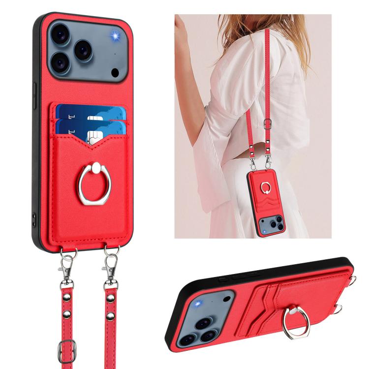 Étui de téléphone R20 Crossbody avec anneau et porte-cartes, pour iPhone 17 Pro Max, pour iPhone 17 Pro, pour iPhone 17, pour iPhone Air, pour iPhone 15 Pro Max, pour iPhone 15 Pro, pour iPhone 15 Plus, pour iPhone 15