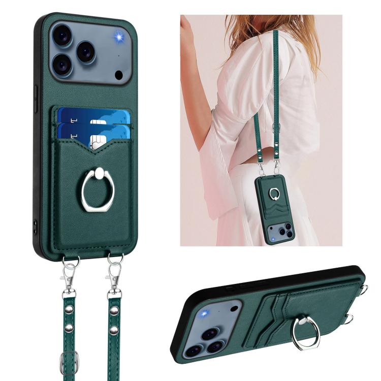 Étui de téléphone R20 Crossbody avec anneau et porte-cartes, pour iPhone 17 Pro Max, pour iPhone 17 Pro, pour iPhone 17, pour iPhone Air, pour iPhone 15 Pro Max, pour iPhone 15 Pro, pour iPhone 15 Plus, pour iPhone 15