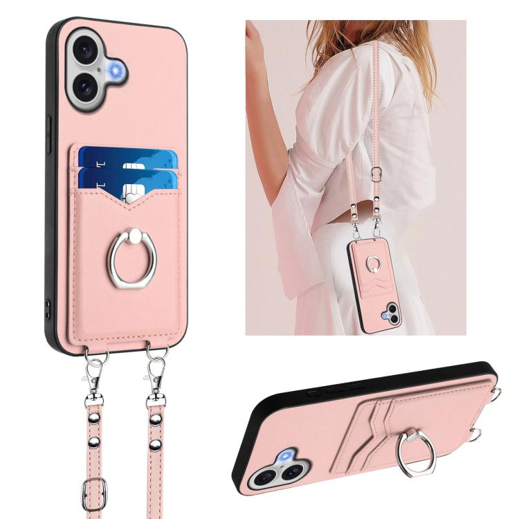 Étui de téléphone R20 Crossbody avec anneau et porte-cartes, pour iPhone 17 Pro Max, pour iPhone 17 Pro, pour iPhone 17, pour iPhone Air, pour iPhone 15 Pro Max, pour iPhone 15 Pro, pour iPhone 15 Plus, pour iPhone 15