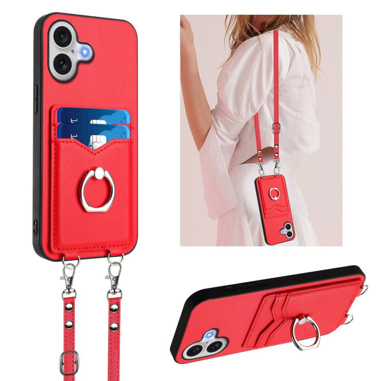 Étui de téléphone R20 Crossbody avec anneau et porte-cartes, pour iPhone 17 Pro Max, pour iPhone 17 Pro, pour iPhone 17, pour iPhone Air, pour iPhone 15 Pro Max, pour iPhone 15 Pro, pour iPhone 15 Plus, pour iPhone 15