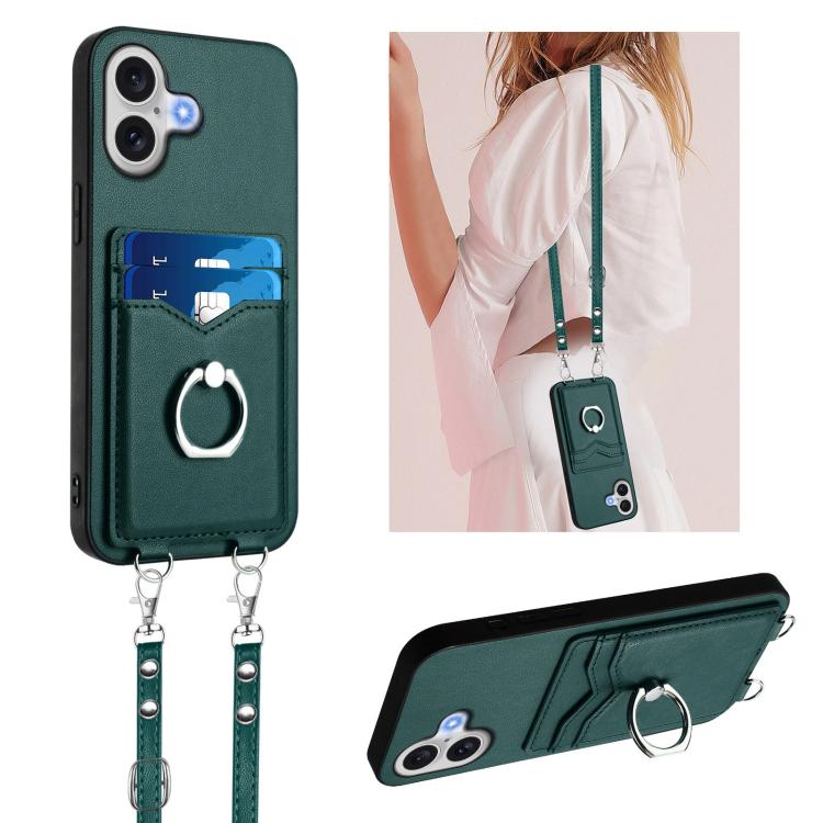 Étui de téléphone R20 Crossbody avec anneau et porte-cartes, pour iPhone 17 Pro Max, pour iPhone 17 Pro, pour iPhone 17, pour iPhone Air, pour iPhone 15 Pro Max, pour iPhone 15 Pro, pour iPhone 15 Plus, pour iPhone 15
