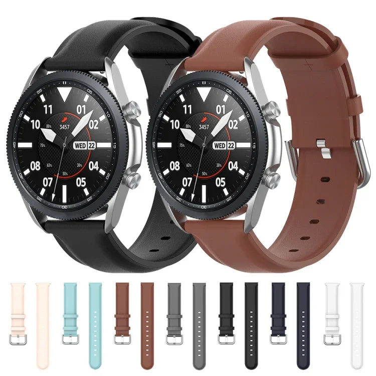 Bracelet en cuir à queue ronde, Taille : Taille unique 22mm, Pour Galaxy Watch 3 45mm