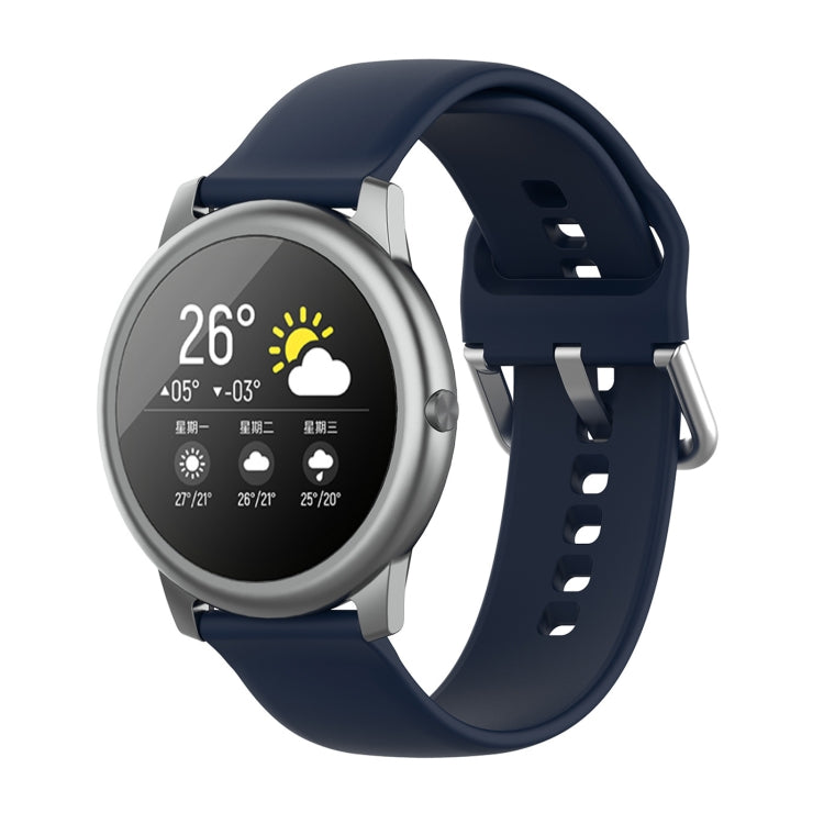 Silicone Solid Color Silver Buckle Strap, Size: 22mm, For Xiaomi Haylou Solar LS05