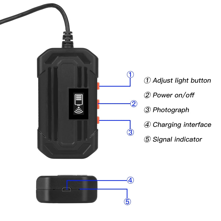 Endoscope numérique WiFi étanche HD 1080P IP67 F240 3,9mm à connexion directe, 2m, 5m, 10m
