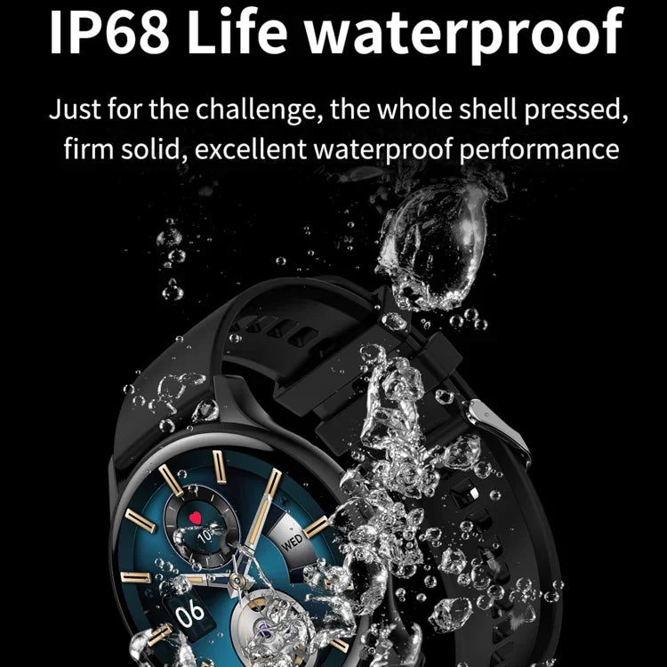 Montre connectée sport HK89 1,43 pouce BT5.0 IP67, compatible avec les notifications d'appels et de messages Bluetooth, et moniteur de fréquence cardiaque et de pression artérielle.