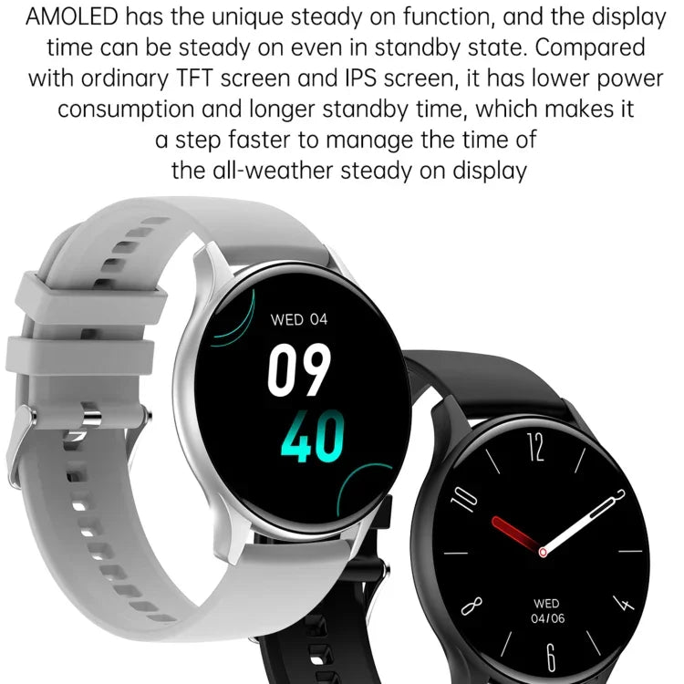 Montre connectée sport HK89 1,43 pouce BT5.0 IP67, compatible avec les notifications d'appels et de messages Bluetooth, et moniteur de fréquence cardiaque et de pression artérielle.