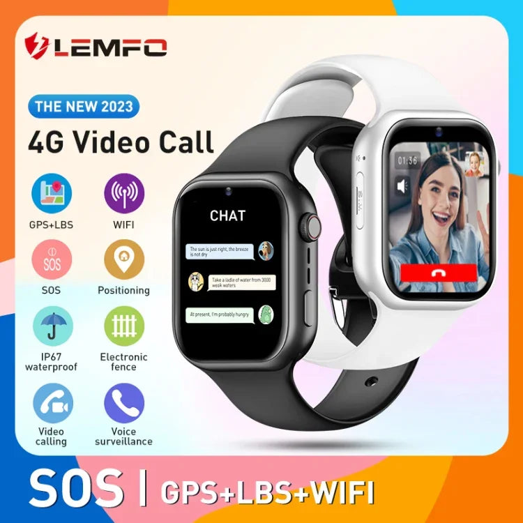 Montre connectée sport enfant K20 1,81 pouce, compatible appels vidéo/notifications de messages/GPS/Wi-Fi/IA