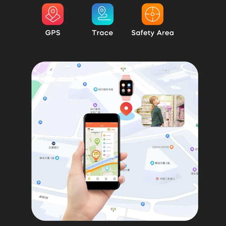 Montre connectée sport enfant K20 1,81 pouce, compatible appels vidéo/notifications de messages/GPS/Wi-Fi/IA