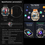 Montre connectée sport KR80 2 pouces BT5.1 IP67, compatible appels Bluetooth, suivi du sommeil, saturation en oxygène, fréquence cardiaque et pression artérielle