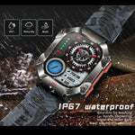 Montre connectée sport KR80 2 pouces BT5.1 IP67, compatible appels Bluetooth, suivi du sommeil, saturation en oxygène, fréquence cardiaque et pression artérielle