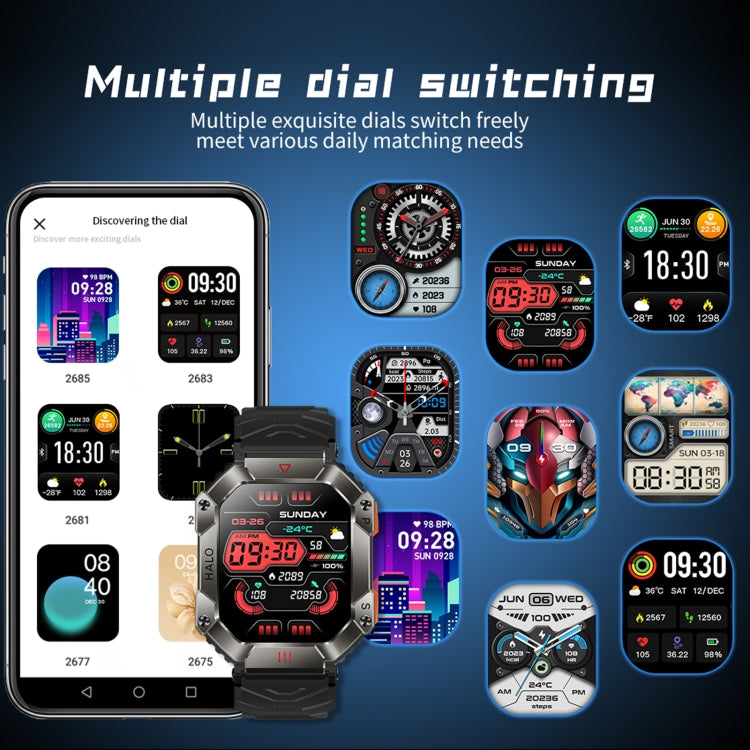 Montre connectée sport KR80 2 pouces BT5.1 IP67, compatible appels Bluetooth, suivi du sommeil, saturation en oxygène, fréquence cardiaque et pression artérielle