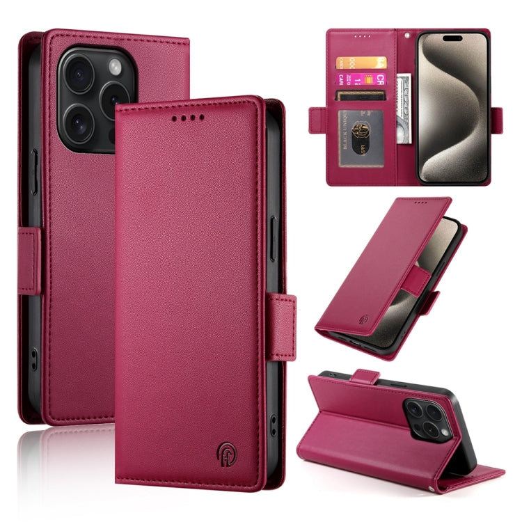 Étui de téléphone en cuir dépoli à boucle latérale magnétique, Pour iPhone 16 Pro, Pour iPhone 16 Plus, Pour iPhone 16, Pour iPhone 15 Pro Max, Pour iPhone 15 Pro, Pour iPhone 15 Plus