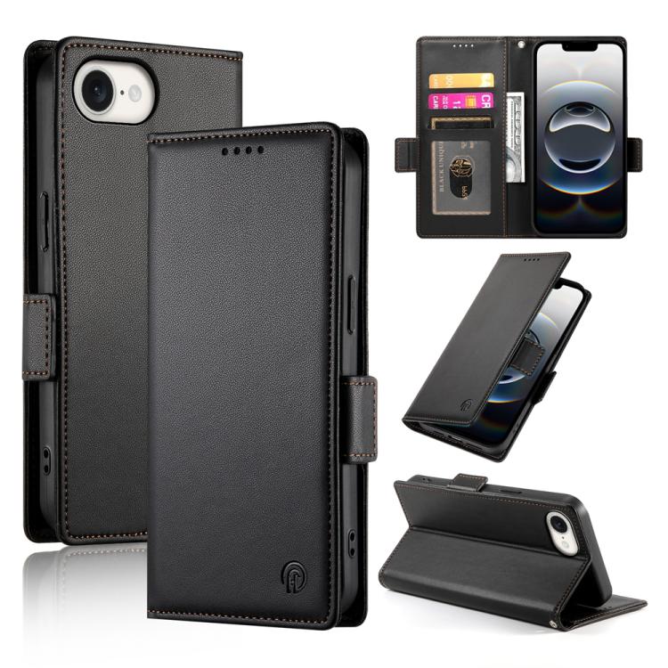Étui de téléphone en cuir dépoli magnétique à boucle latérale, pour iPhone 17e / 16e, pour iPhone 17 Pro Max, pour iPhone 17 Pro, pour iPhone 17, pour iPhone Air, pour iPhone 16 Pro Max