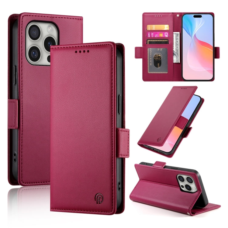 Étui de téléphone en cuir dépoli à boucle latérale magnétique, Pour iPhone 16 Pro, Pour iPhone 16 Plus, Pour iPhone 16, Pour iPhone 15 Pro Max, Pour iPhone 15 Pro, Pour iPhone 15 Plus