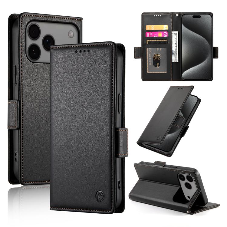 Étui de téléphone en cuir dépoli magnétique à boucle latérale, pour iPhone 17e / 16e, pour iPhone 17 Pro Max, pour iPhone 17 Pro, pour iPhone 17, pour iPhone Air, pour iPhone 16 Pro Max