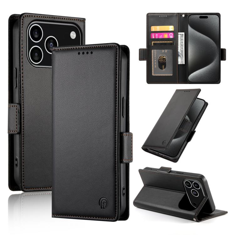 Étui de téléphone en cuir dépoli magnétique à boucle latérale, pour iPhone 17e / 16e, pour iPhone 17 Pro Max, pour iPhone 17 Pro, pour iPhone 17, pour iPhone Air, pour iPhone 16 Pro Max