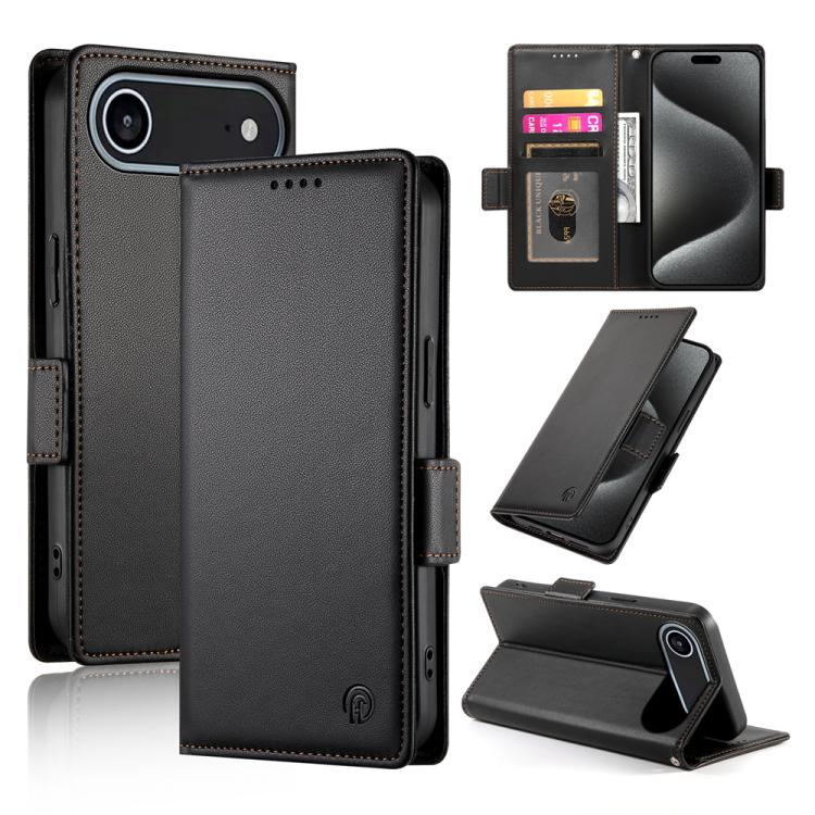 Étui de téléphone en cuir dépoli magnétique à boucle latérale, pour iPhone 17e / 16e, pour iPhone 17 Pro Max, pour iPhone 17 Pro, pour iPhone 17, pour iPhone Air, pour iPhone 16 Pro Max