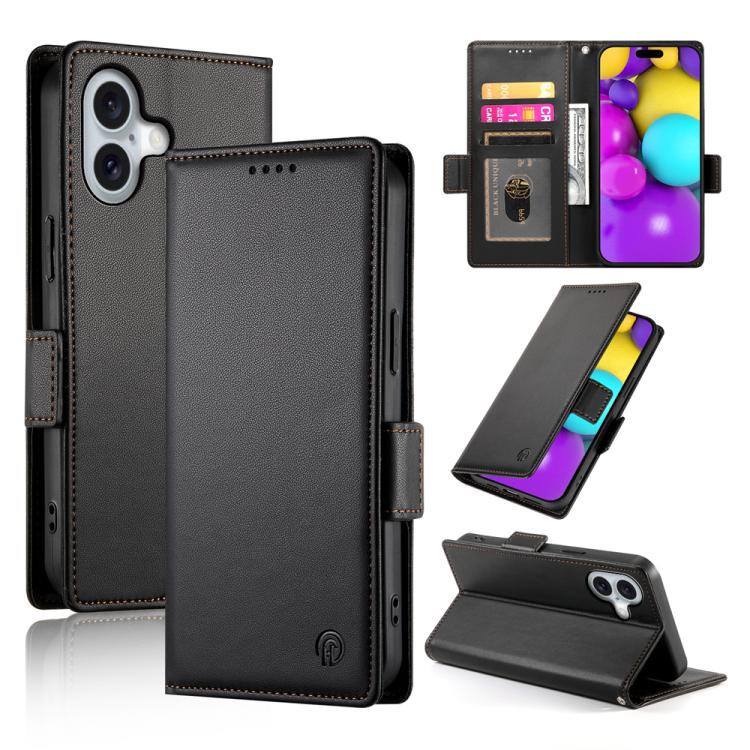 Étui de téléphone en cuir dépoli magnétique à boucle latérale, pour iPhone 17e / 16e, pour iPhone 17 Pro Max, pour iPhone 17 Pro, pour iPhone 17, pour iPhone Air, pour iPhone 16 Pro Max