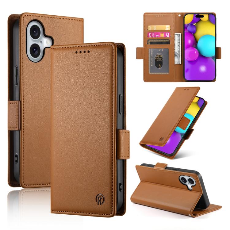 Étui de téléphone en cuir dépoli magnétique à boucle latérale, pour iPhone 17e / 16e, pour iPhone 17 Pro Max, pour iPhone 17 Pro, pour iPhone 17, pour iPhone Air, pour iPhone 16 Pro Max
