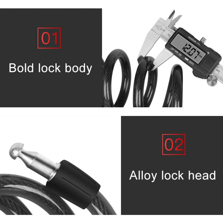 Antivol portable pour vélo avec câble en acier et cadre de verrouillage, style A 100 cm noir, style A 120 cm noir, style B 100 cm noir, style B 120 cm noir, style B 150 cm noir