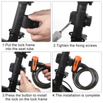Antivol portable pour vélo avec câble en acier et cadre de verrouillage, style A 100 cm noir, style A 120 cm noir, style B 100 cm noir, style B 120 cm noir, style B 150 cm noir
