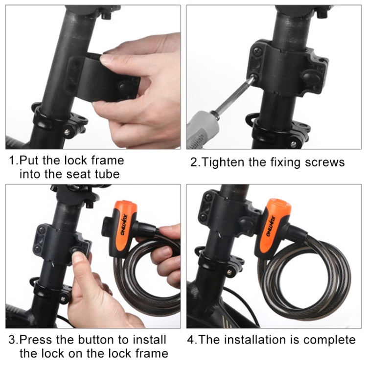 Antivol portable pour vélo avec câble en acier et cadre de verrouillage, style A 100 cm noir, style A 120 cm noir, style B 100 cm noir, style B 120 cm noir, style B 150 cm noir
