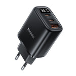 Chargeur Yesido YC69 30W USB + Double USB-C / Type-C avec Affichage Numérique, Spécification : Prise EU, YC69