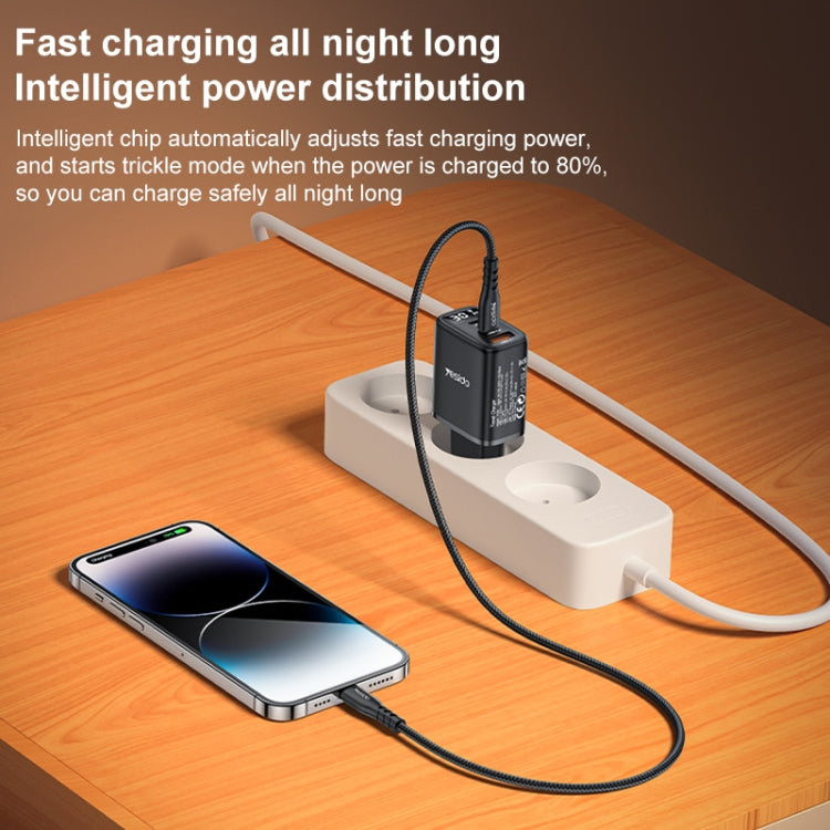 Chargeur Yesido YC69 30W USB + Double USB-C / Type-C avec Affichage Numérique, Spécification : Prise EU, YC69