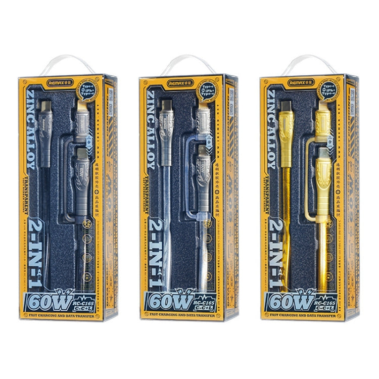 Câble de charge rapide tressé REMAX RC-C165 Prime 1,2m 60W Type-C vers Type-C + 8 broches, RC-C165