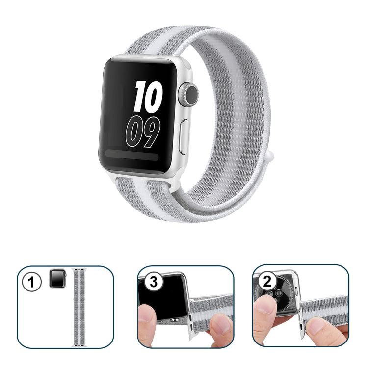 Bracelet en nylon à boucle, Pour Apple Watch Series 8&7 41mm / SE 2&6&SE&5&4 40mm / 3&2&1 38mm, Pour Apple Watch Ultra 49mm / Series 8&7 45mm / SE 2&6&SE&5&4 44mm / 3&2&1 42mm, Pour Apple Watch Series 7 45mm / 6 & SE & 5 & 4 44mm / 3 & 2 & 1 42mm