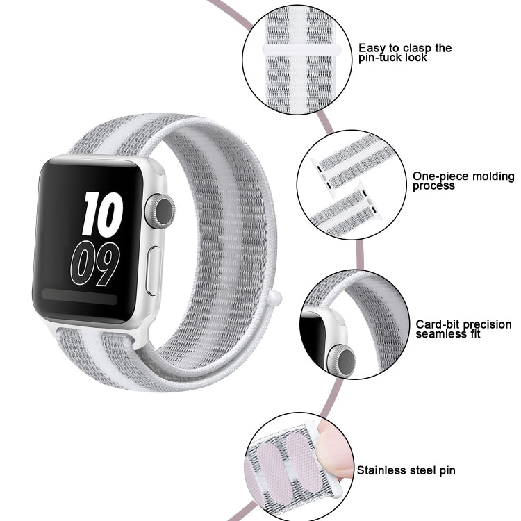 Bracelet en nylon à boucle, Pour Apple Watch Series 8&7 41mm / SE 2&6&SE&5&4 40mm / 3&2&1 38mm, Pour Apple Watch Ultra 49mm / Series 8&7 45mm / SE 2&6&SE&5&4 44mm / 3&2&1 42mm, Pour Apple Watch Series 7 45mm / 6 & SE & 5 & 4 44mm / 3 & 2 & 1 42mm