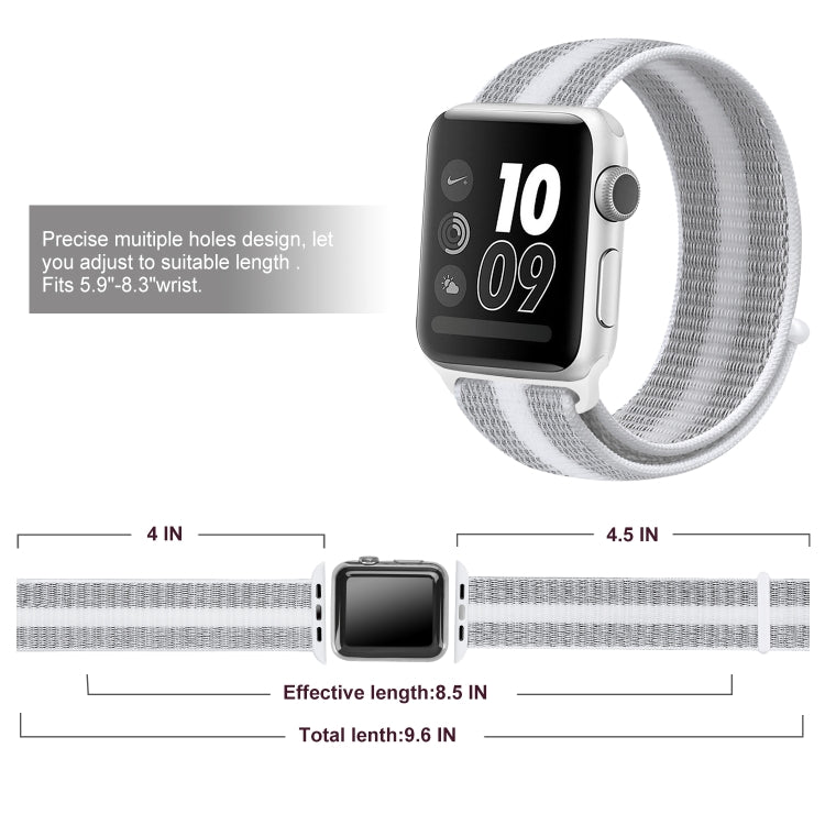 Bracelet en nylon à boucle, Pour Apple Watch Series 8&7 41mm / SE 2&6&SE&5&4 40mm / 3&2&1 38mm, Pour Apple Watch Ultra 49mm / Series 8&7 45mm / SE 2&6&SE&5&4 44mm / 3&2&1 42mm, Pour Apple Watch Series 7 45mm / 6 & SE & 5 & 4 44mm / 3 & 2 & 1 42mm