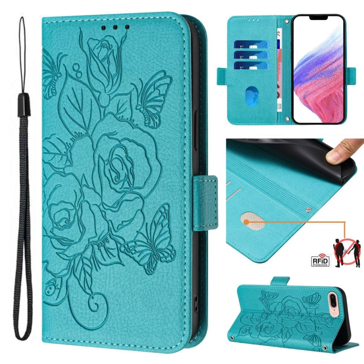 Étui de téléphone en cuir anti-vol RFID motif rose en relief, Pour iPhone 11 Pro Max, Pour iPhone 11, Pour iPhone 11 Pro, Pour iPhone XS / X, Pour iPhone XR, Pour iPhone XS Max, Pour iPhone 8 Plus / 7 Plus