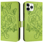 Étui de téléphone en cuir anti-vol RFID motif rose en relief, Pour iPhone 11 Pro Max, Pour iPhone 11, Pour iPhone 11 Pro, Pour iPhone XS / X, Pour iPhone XR, Pour iPhone XS Max, Pour iPhone 8 Plus / 7 Plus