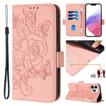 Étui de téléphone en cuir anti-vol RFID motif rose en relief, Pour iPhone 11 Pro Max, Pour iPhone 11, Pour iPhone 11 Pro, Pour iPhone XS / X, Pour iPhone XR, Pour iPhone XS Max, Pour iPhone 8 Plus / 7 Plus