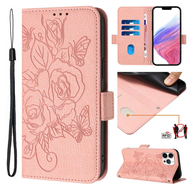 Étui de téléphone en cuir anti-vol RFID motif rose en relief, Pour iPhone 11 Pro Max, Pour iPhone 11, Pour iPhone 11 Pro, Pour iPhone XS / X, Pour iPhone XR, Pour iPhone XS Max, Pour iPhone 8 Plus / 7 Plus