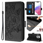 Étui de téléphone en cuir anti-vol RFID motif rose en relief, Pour iPhone 11 Pro Max, Pour iPhone 11, Pour iPhone 11 Pro, Pour iPhone XS / X, Pour iPhone XR, Pour iPhone XS Max, Pour iPhone 8 Plus / 7 Plus