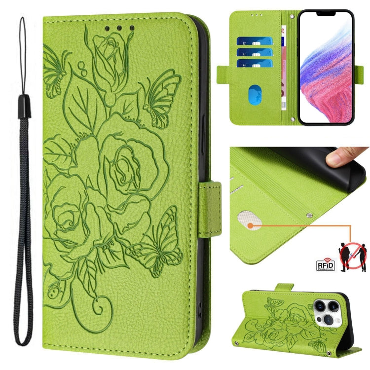 Étui de téléphone en cuir anti-vol RFID motif rose en relief, Pour iPhone 11 Pro Max, Pour iPhone 11, Pour iPhone 11 Pro, Pour iPhone XS / X, Pour iPhone XR, Pour iPhone XS Max, Pour iPhone 8 Plus / 7 Plus